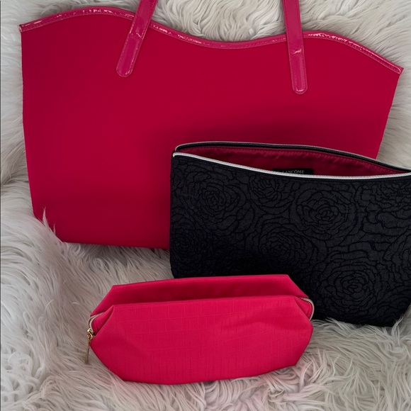 Lancôme BUNDLE! Reversible Pink Tote bag, 2 Cosmetic Bags ALL Brand New - Picture 5 of 16